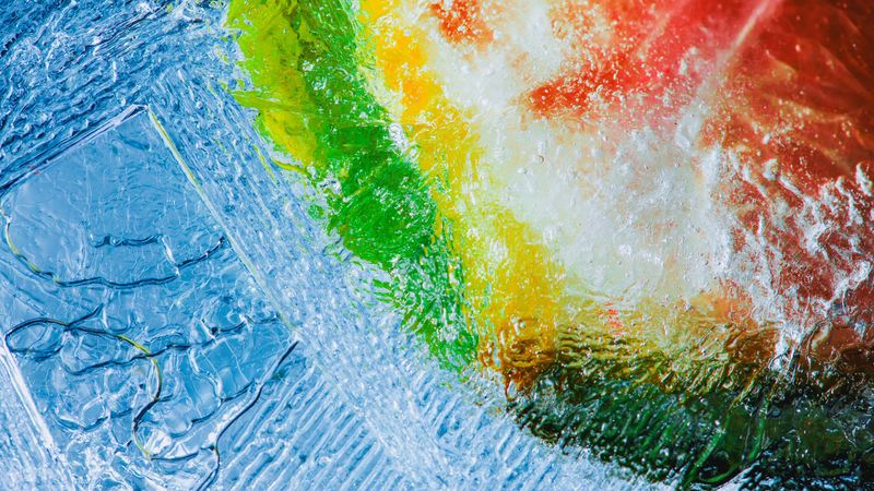 macro, ice, lemon, surface, 4k