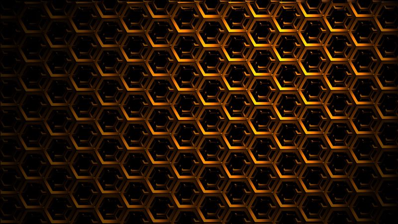 hexagons, mesh, dark, shadows, 4k