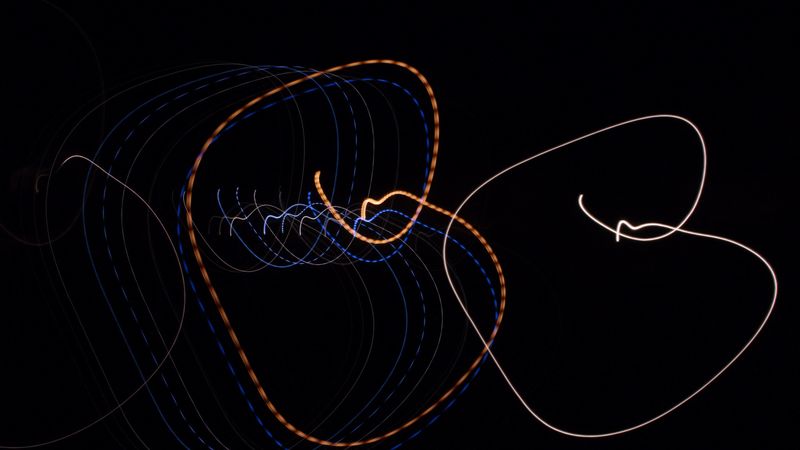 lines, freezelight, glow, black, 4k