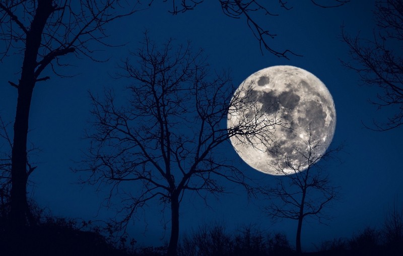 moon, nature, sky, blue