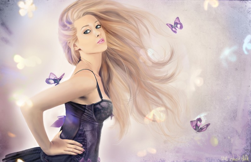 butterfly, girls, artist