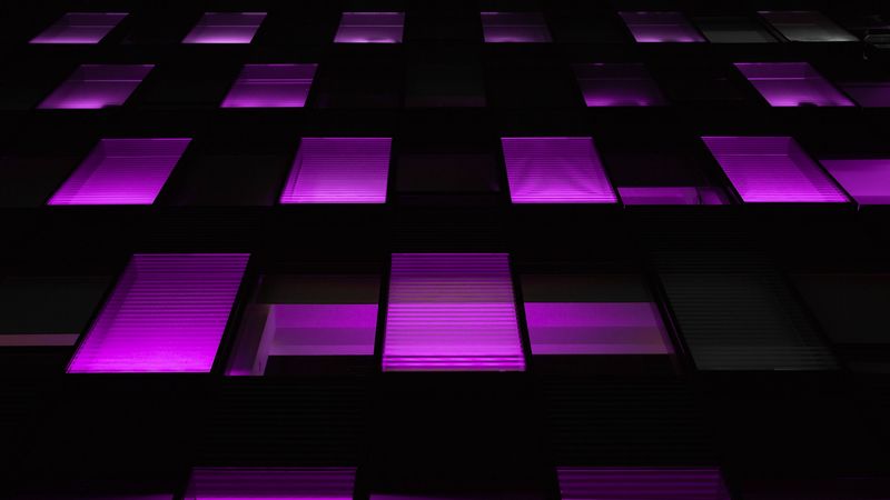 windows, dark, purple, backlight, neon, 4k