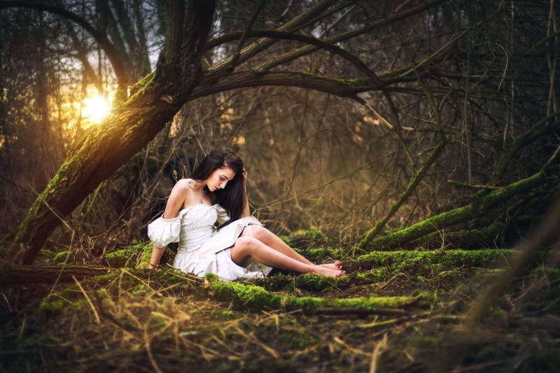 girl, photography, white, forest