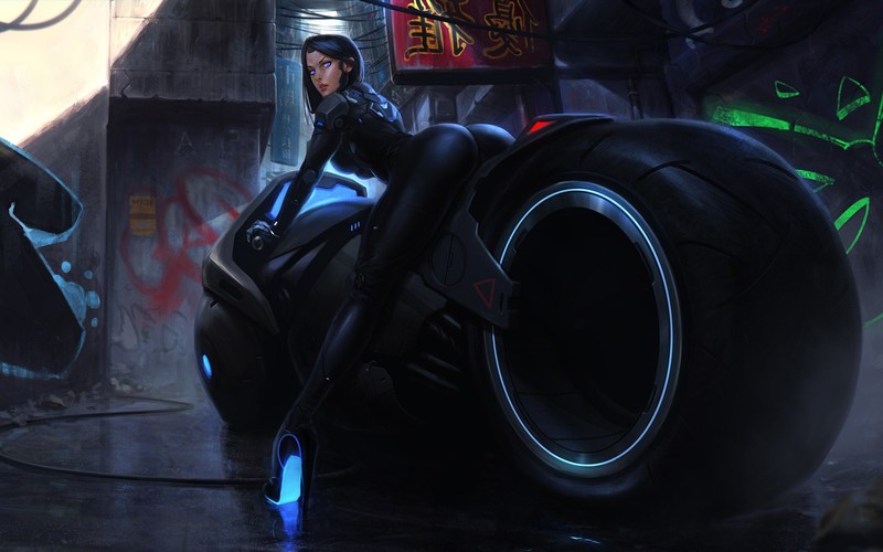 anime, anime girl, bike