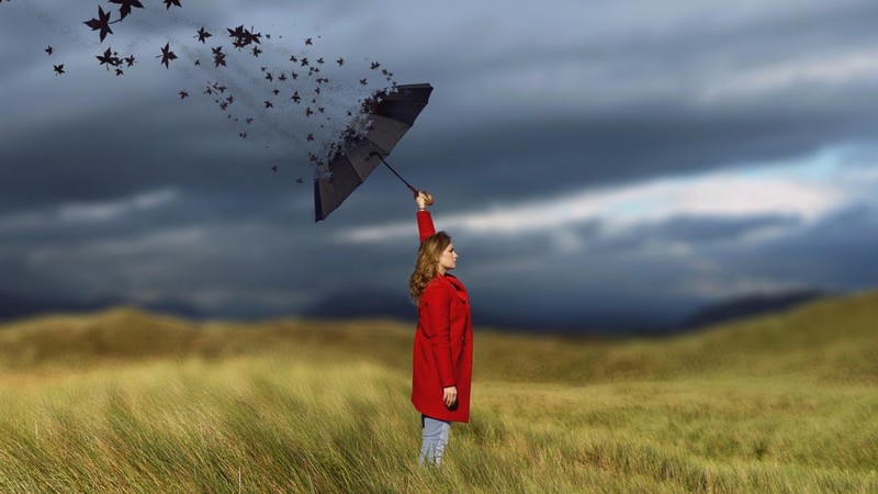 women, umbrella, art, photography