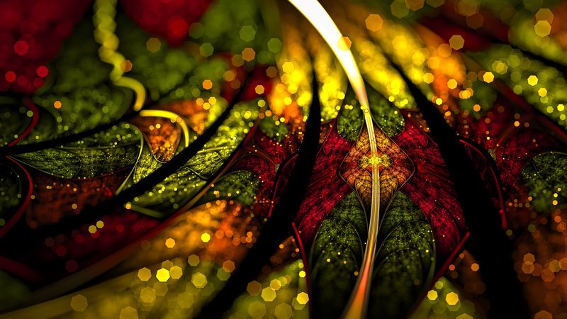 fractal, colorful, glare, abstraction, digital, 4k