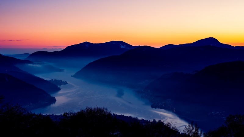 forest, water, mountains, nature
