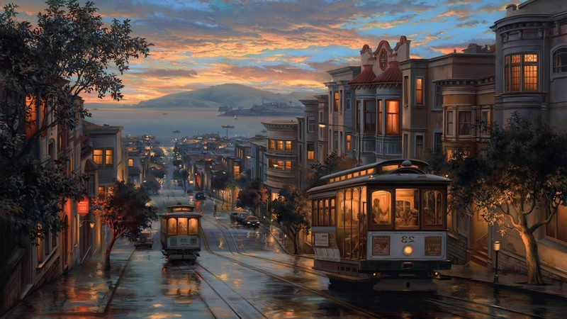 artist, painting, train