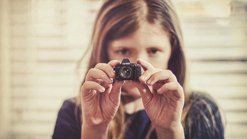 tiny, camera, girls, nikon