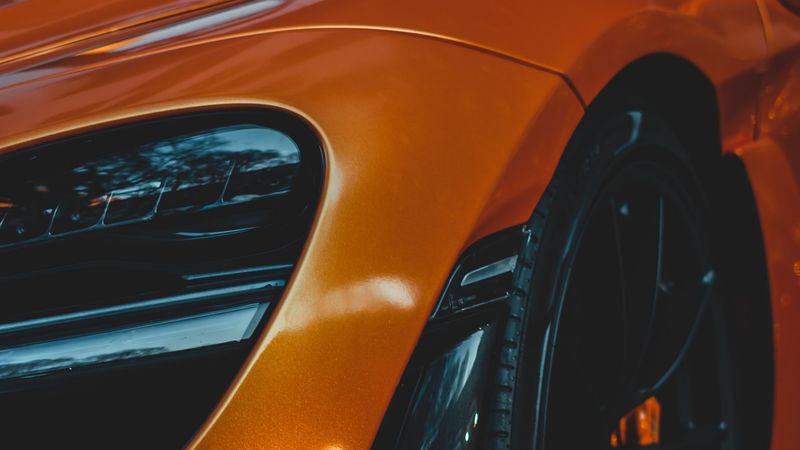 car, sportscar, orange, wheel, 4k