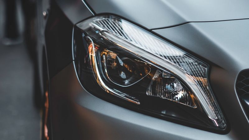 car, gray, headlight, 4k
