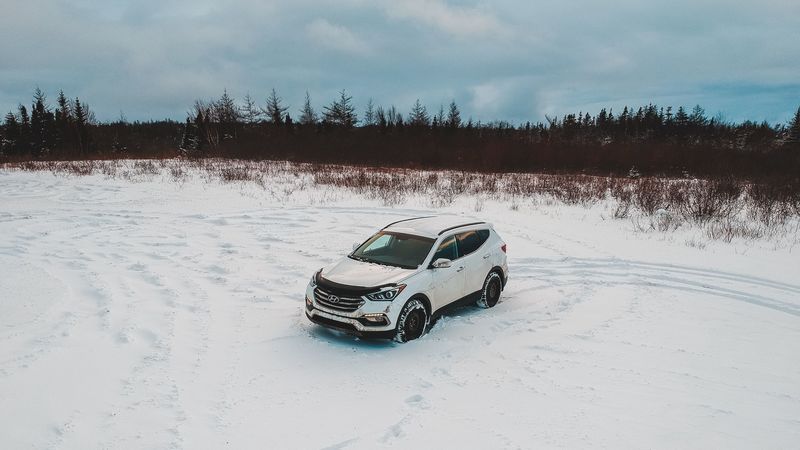 car, white, suv, snow, winter, 4k