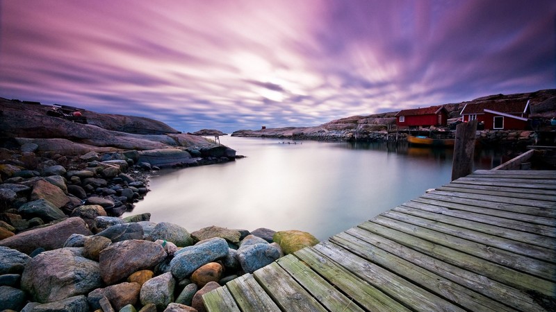 nature, rocks, mountains, sky, pink, sea