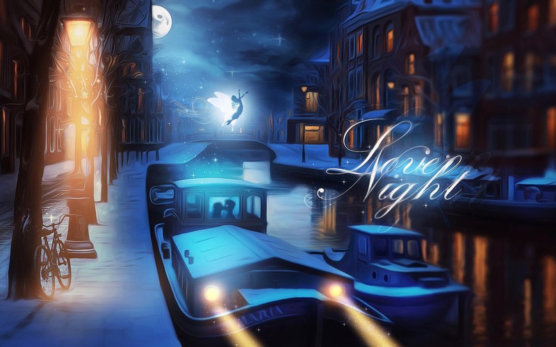 lovely, night, artist, digital art