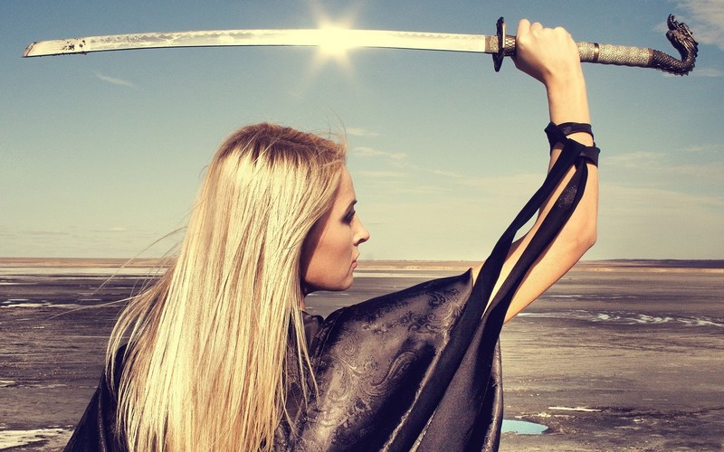 samurai, girls, model, sword