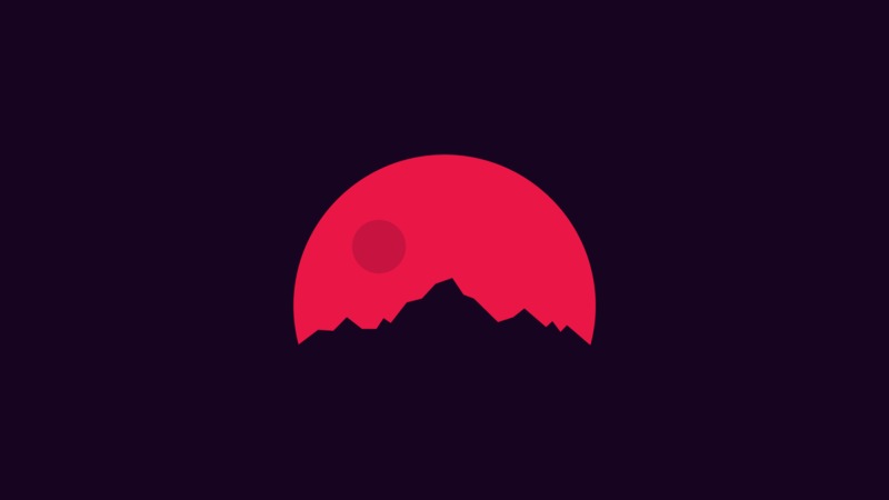 minimalism, mountains, red, artist, digital art