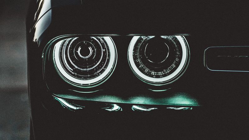 car, black, headlights, backlight, dark, 4k