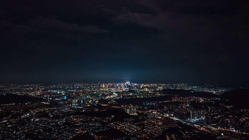 night city, metropolis, buildings, lights, glow, 4k