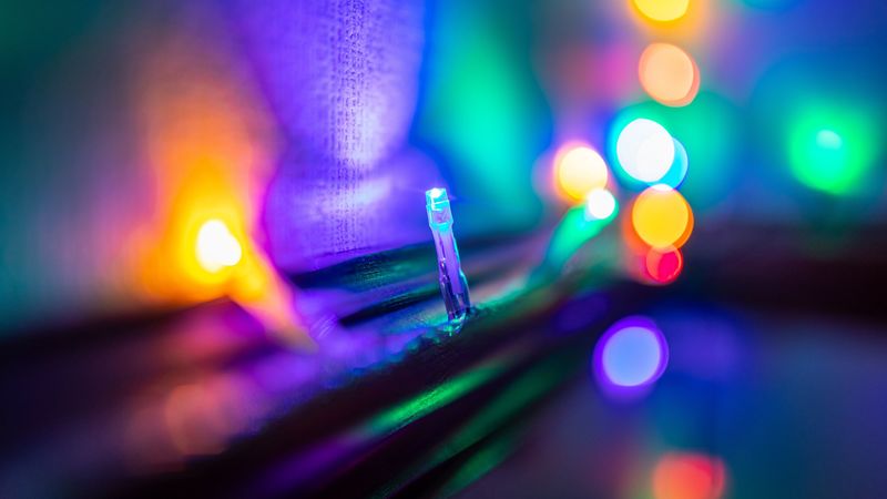 garland, bulb, macro, light, glow, 4k