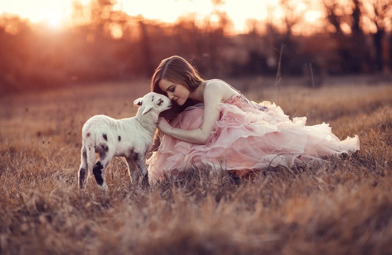 girls, lamb, model, photography
