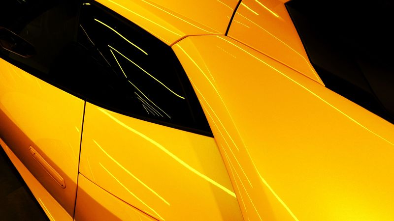 car, sportscar, yellow, form, lines, 4k