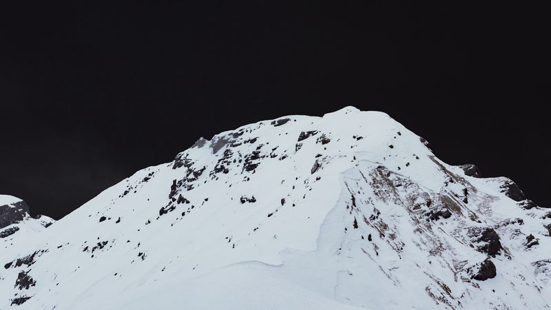 mountain, peak, snowy, landscape, winter, 4k