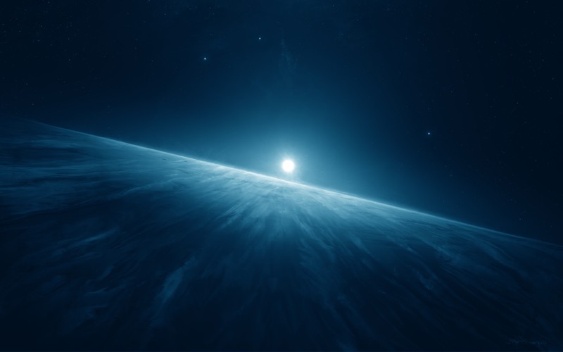 moon, horizon, digital universe