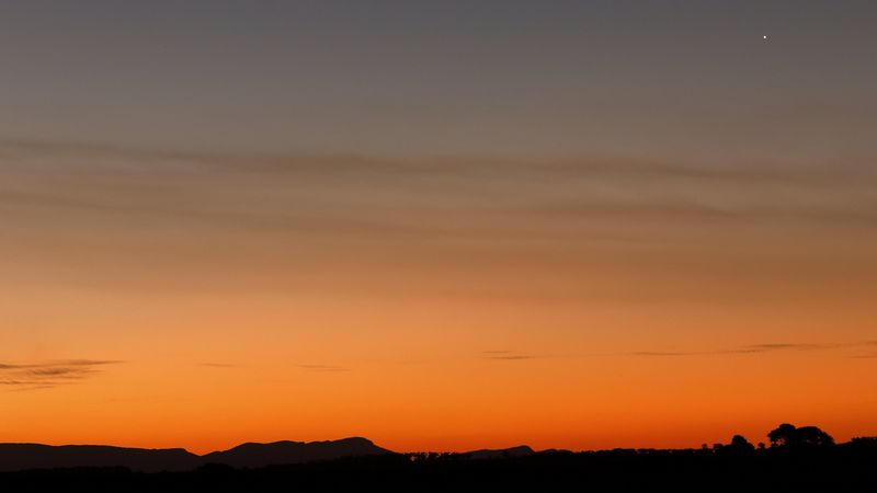 hill, silhouette, sky, sunset, 4k