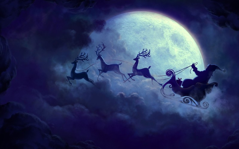 santa claus, moon, celebrations, christmas