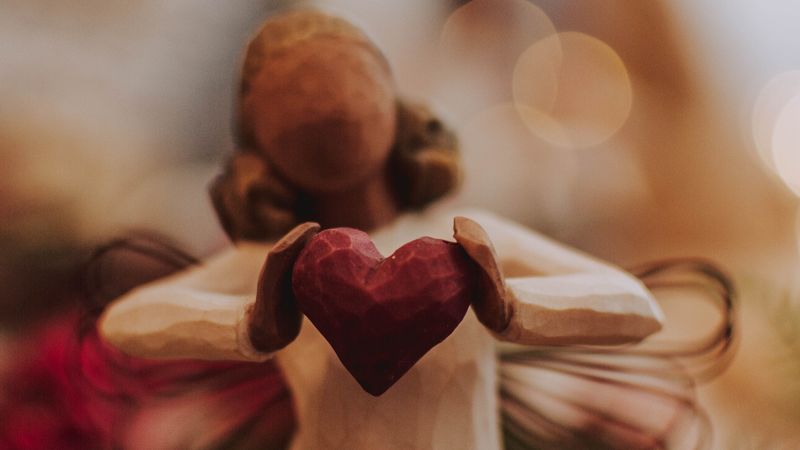 angel, heart, figurine, decoration, christmas, new year, 4k