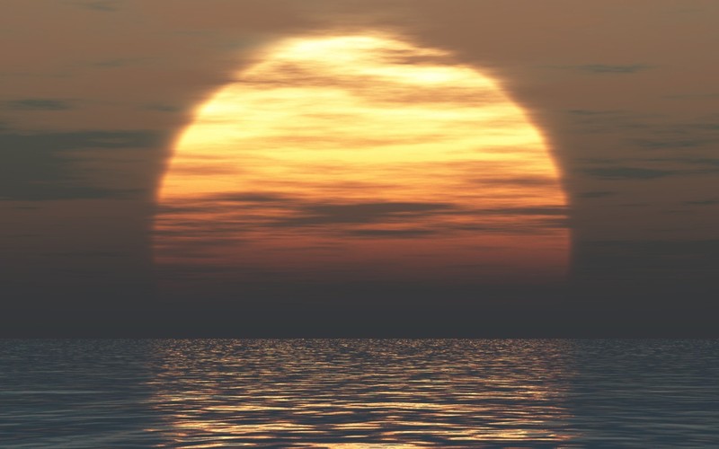 sunset, sea, nature