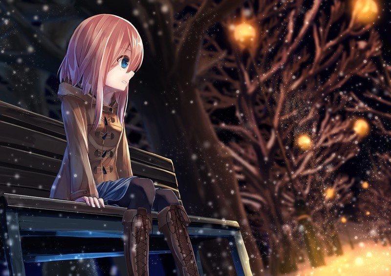 anime, girl, alone, sad