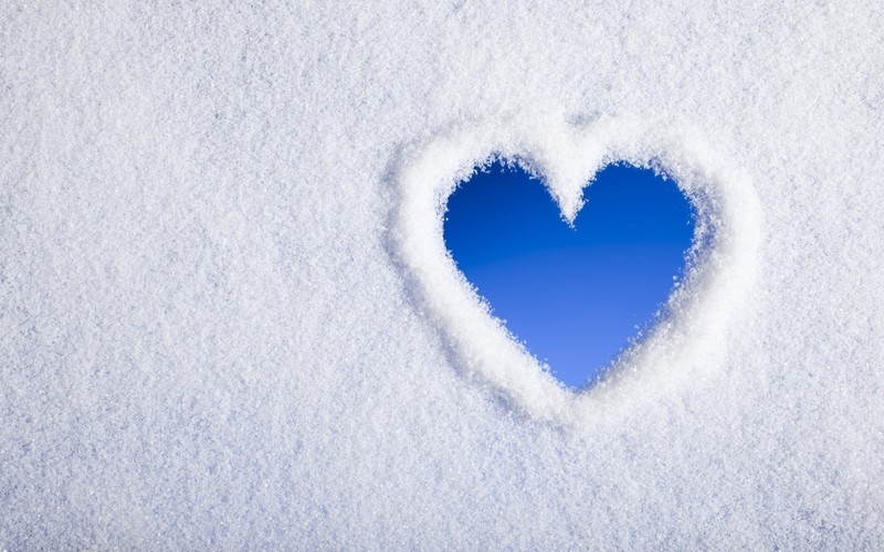 snow, heart, love