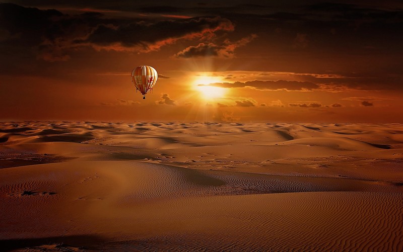 air balloon, nature, desert