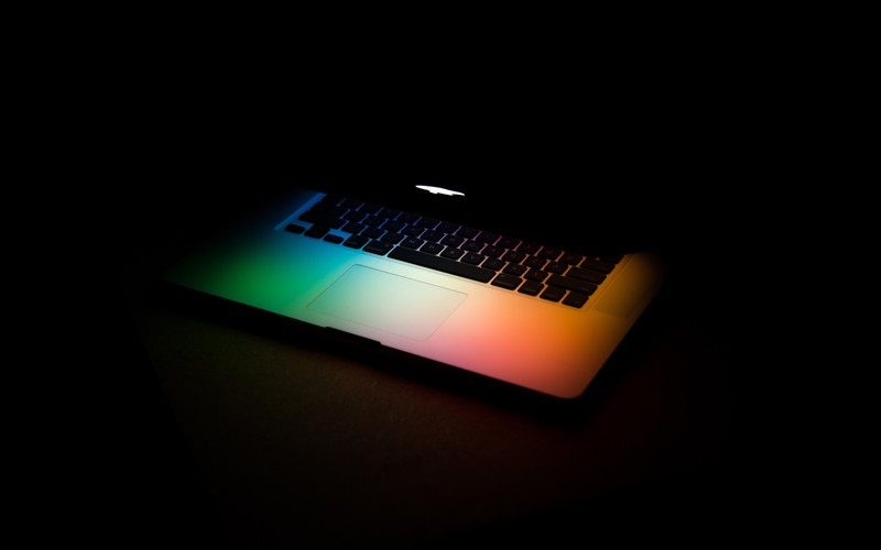 macbook, keyboard, computer, lights, colorful