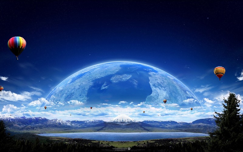 air, balloon, planet, digital universe, scifi