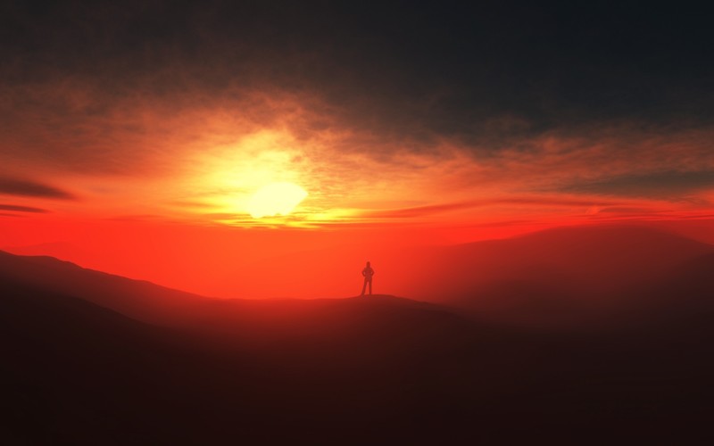 alone, sunset, nature, sad