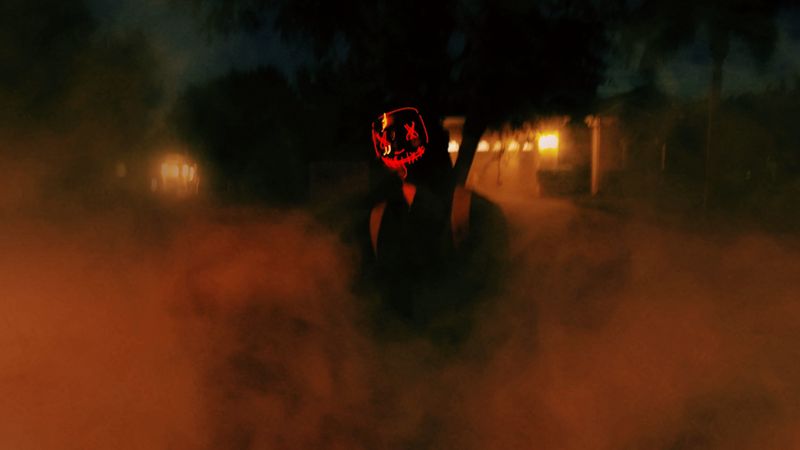 man, mask, smoke, night, dark, 4k