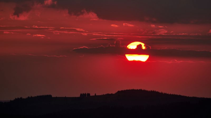 sunset, sun, clouds, dusk, dark, landscape, 4k