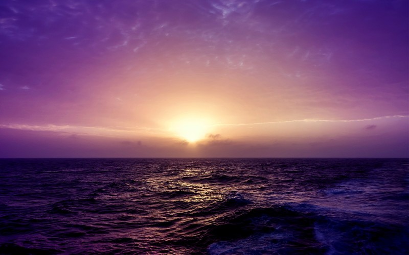 sea, sunset, nature, purple