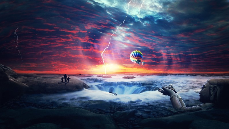 airballons, nature, sunset, balloon