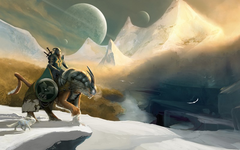 winter, artist, knight, art, digital art