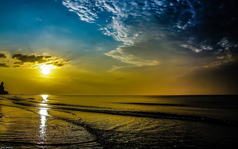 sunrise, beach, nature