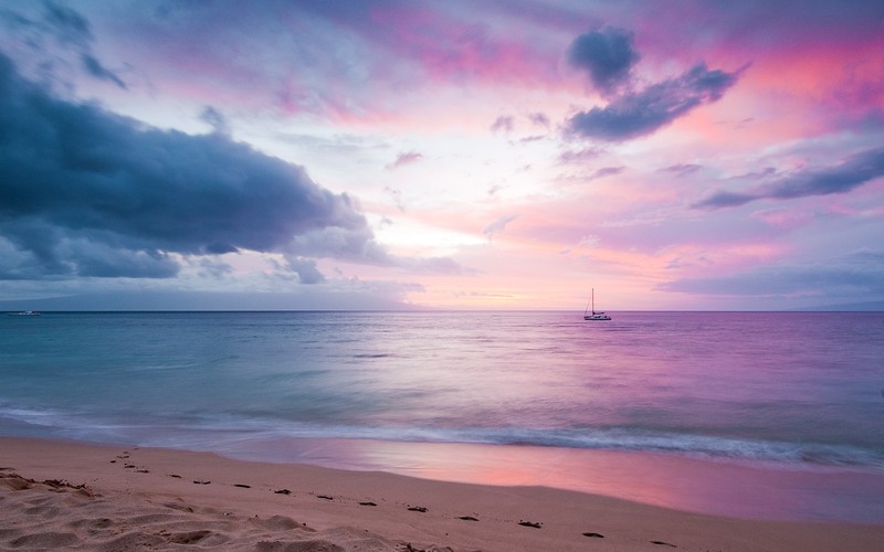 nature, island, sunset, beach, twilight