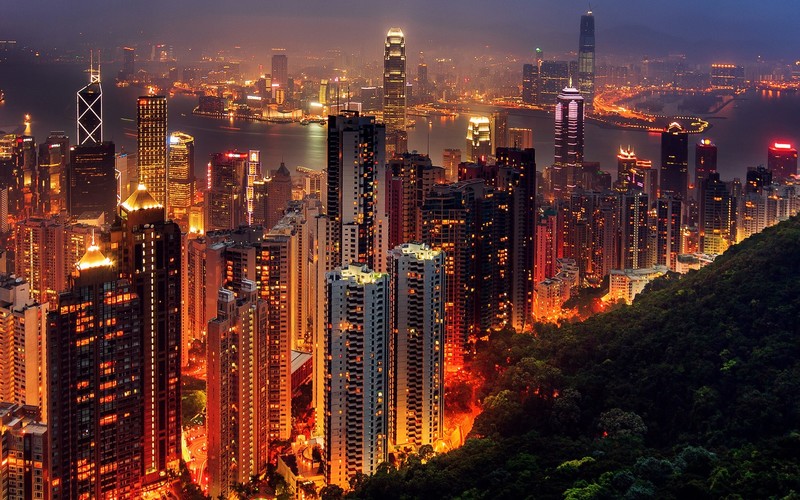 hong kong, world, lights, city