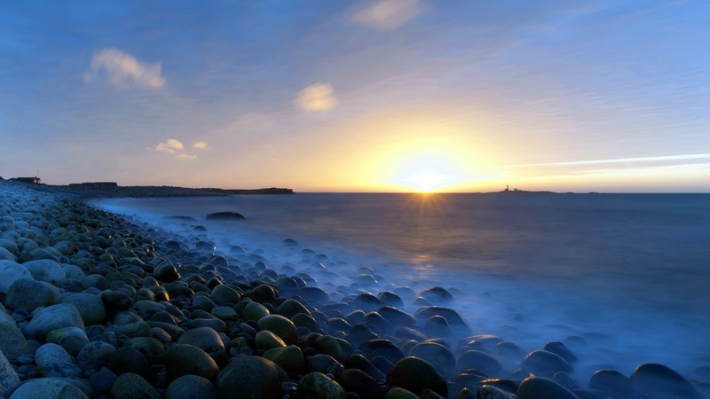 sunset, sea, landscape, nature
