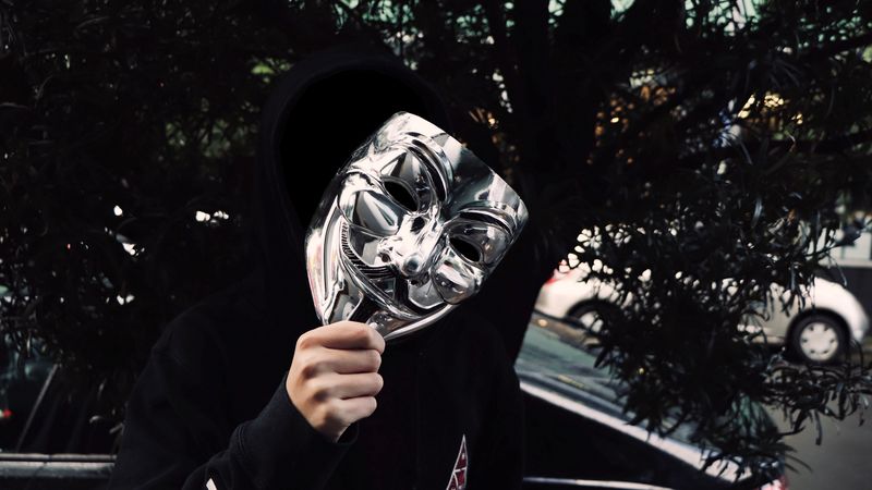 mask, metal, anonymous, man, 4k