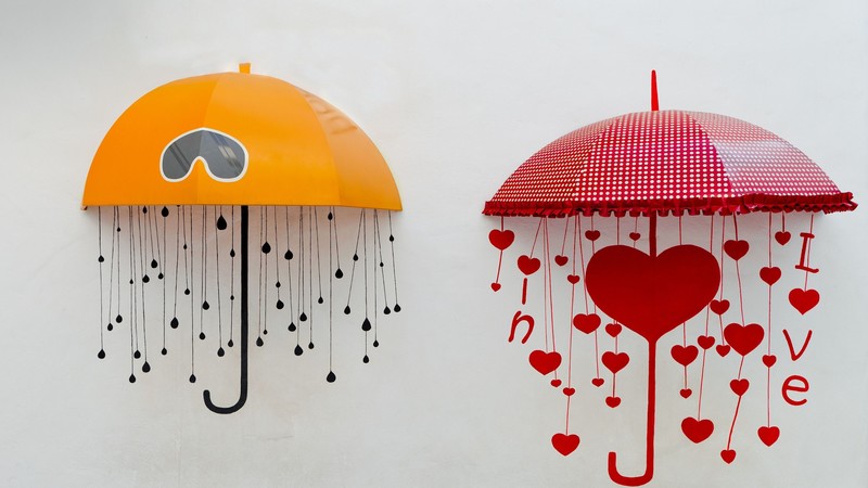 drawing, hear, umbrella, creative, art