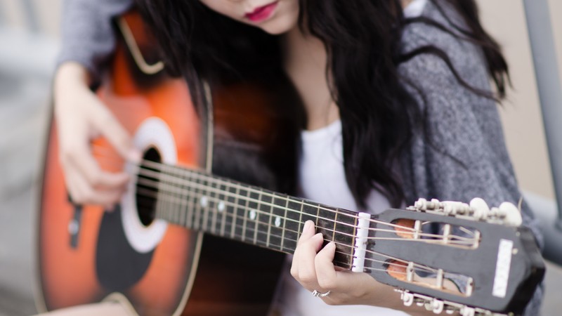 guitar, music, girl, love, instrument