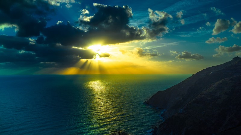 mountains, nature, sea, ocean, clouds